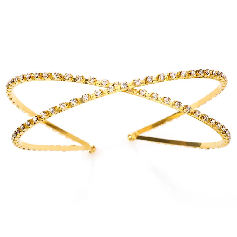 Stonefans Boho Rhinestone Headband for Women Crystal Hair Jewelry Cuff