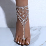 Stonefans Boho Rhinestone Heart Toe Ring Anklet Bracelet