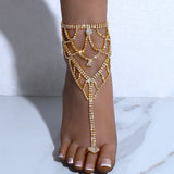 Stonefans Boho Rhinestone Heart Toe Ring Anklet Bracelet