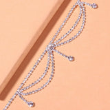 Stonefans Rhinestone Tennis Chain Anklet Foot Jewelry Silver