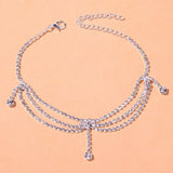 Stonefans Rhinestone Tennis Chain Anklet Foot Jewelry Silver
