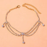 Stonefans Rhinestone Tennis Chain Anklet Foot Jewelry Silver