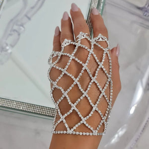 Stonefans Boho Rhinestone Harness Finger Bracelet for Women