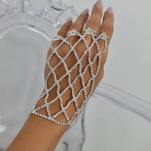 Stonefans Boho Rhinestone Harness Finger Bracelet for Women