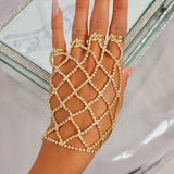 Stonefans Boho Rhinestone Harness Finger Bracelet for Women