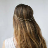 Stonefans Boho Rhinestone Hair Clips Double Layers Charming Hair Chain Girl