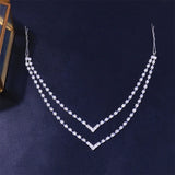 Stonefans Boho Rhinestone Hair Clips Double Layers Charming Hair Chain Girl