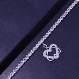 Stonefans Rhinestone Double Heart Anklet Bracelet Beach Accessories