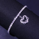 Stonefans Rhinestone Double Heart Anklet Bracelet Beach Accessories