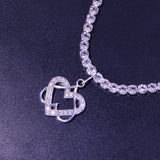 Stonefans Rhinestone Double Heart Anklet Bracelet Beach Accessories