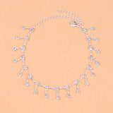 Stonefans Water Drop Pendant Rhinestone Anklet for Women