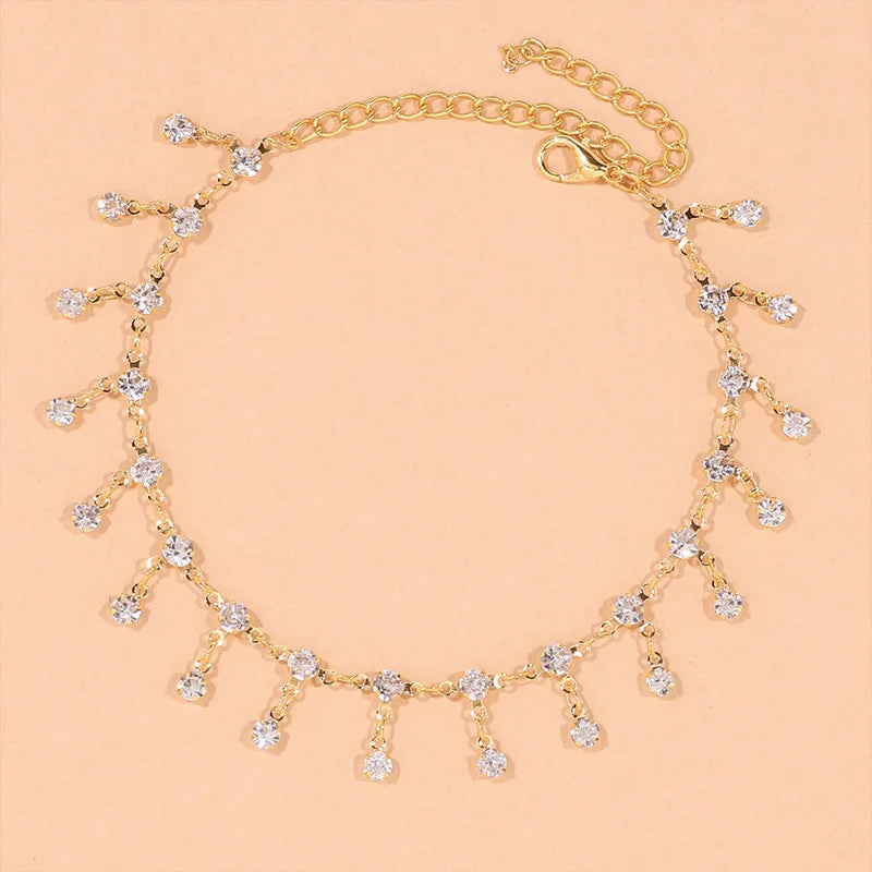 Stonefans Water Drop Pendant Rhinestone Anklet for Women