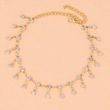 Stonefans Water Drop Pendant Rhinestone Anklet for Women