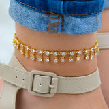 Stonefans Water Drop Pendant Rhinestone Anklet for Women