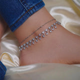 Stonefans Water Drop Pendant Rhinestone Anklet for Women