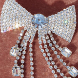 Stonefans Rhinestone Bow Tassel Hair Clip for Women