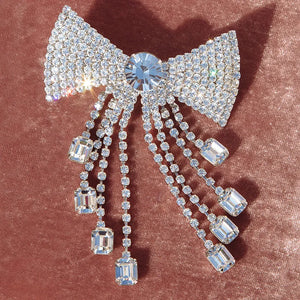 Stonefans Rhinestone Bow Tassel Hair Clip for Women