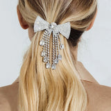 Stonefans Rhinestone Bow Tassel Hair Clip for Women