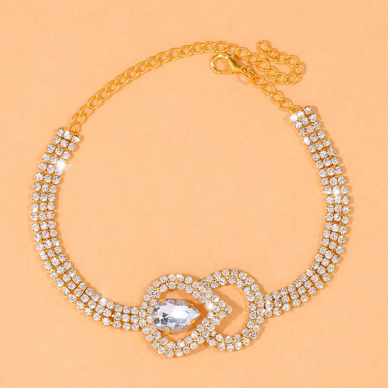 Bohemian Rhinestone Water Drop Crystal Anklet for Women