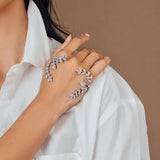 Stonefans Leaf Hand Bracelet Palm Cuff Bangle for Women