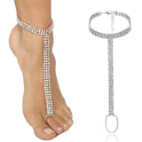 Stonefans Bridal Crystal Anklet Chain Foot Jewlery for Women