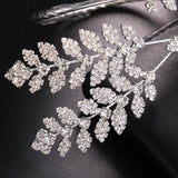 Stonefans Rhinestone Leaf Cuff Bracelet Wedding Bangle