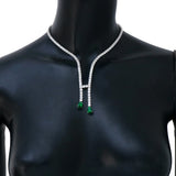Stonefans CZ Zircon Long Choker Necklace Vintage Green Water Drop Bridal