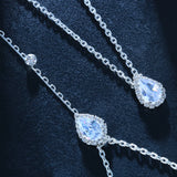 Stonefans CZ Zircon Water Drop Pendant Necklace for Bridal