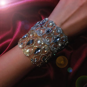 Stonefans Rhinestone Bracelet Bridal Charms Bohemian Bangle Hollow Jewelry
