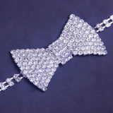 Crystal Bow Tie Necklace Choker Collar Chain Iced Out Rhinestone Tennis Chain