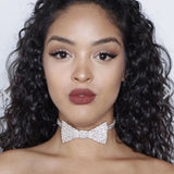 Crystal Bow Tie Necklace Choker Collar Chain Iced Out Rhinestone Tennis Chain