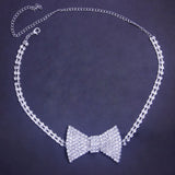 Crystal Bow Tie Necklace Choker Collar Chain Iced Out Rhinestone Tennis Chain
