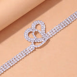 Stonefans Rhinestone Double Heart Love Anklet for Women