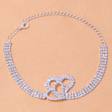 Stonefans Rhinestone Double Heart Love Anklet for Women