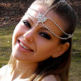 Stonefans Heart-shaped Head Chain Forehead Tiara Rhinestone Hair Jewelry