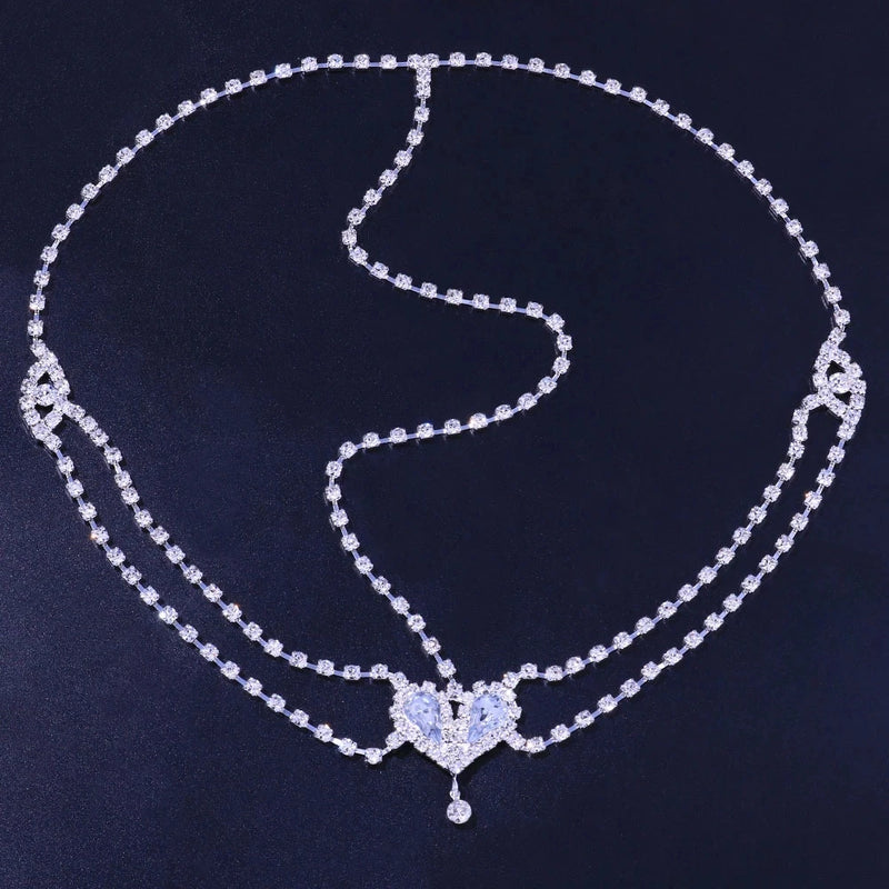 Stonefans Heart-shaped Head Chain Forehead Tiara Rhinestone Hair Jewelry