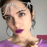 Stonefans Heart-shaped Head Chain Forehead Tiara Rhinestone Hair Jewelry