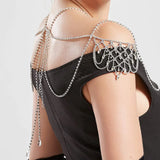 Stonefans Rhinestone Shoulder Necklace Bridal Wedding Tassel Shoulder Chain
