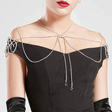 Stonefans Rhinestone Shoulder Necklace Bridal Wedding Tassel Shoulder Chain