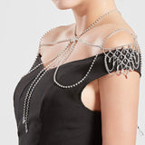 Stonefans Rhinestone Shoulder Necklace Bridal Wedding Tassel Shoulder Chain