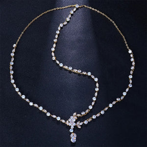 Stonefans CZ Leaf Forehead Head Chain Wedding Hair Jewelry for Women