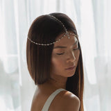 Stonefans CZ Leaf Forehead Head Chain Wedding Hair Jewelry for Women