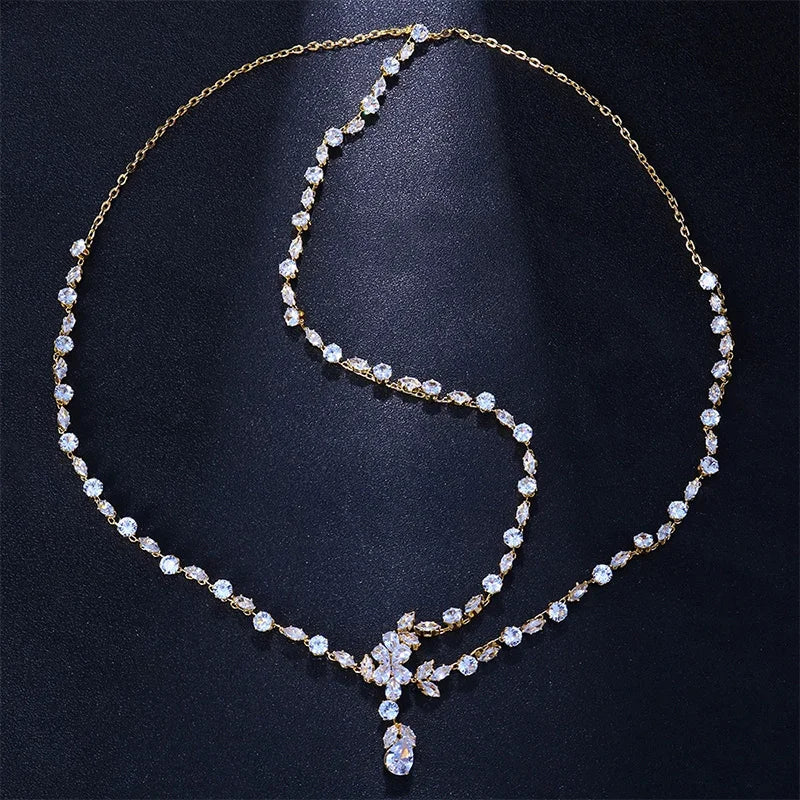 Stonefans CZ Leaf Forehead Head Chain Wedding Hair Jewelry for Women