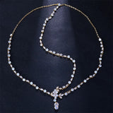 Stonefans CZ Leaf Forehead Head Chain Wedding Hair Jewelry for Women