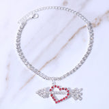 Stonefans Heart Pendant Anklet Bracelet Rhinestone Chain Charm Jewelry