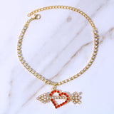 Stonefans Heart Pendant Anklet Bracelet Rhinestone Chain Charm Jewelry