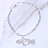 Stonefans Heart Pendant Anklet Bracelet Rhinestone Chain Charm Jewelry