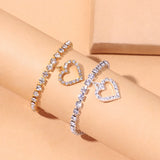 Stonefans Heart Rhinestone Charm Anklet Bracelet Tennis Chain