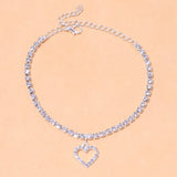 Stonefans Heart Rhinestone Charm Anklet Bracelet Tennis Chain