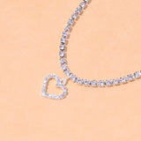 Stonefans Heart Rhinestone Charm Anklet Bracelet Tennis Chain